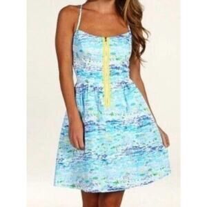 Lilly Pulitzer Alexi Dress ResortWhite High Tide Toile Zipper Front Size 2